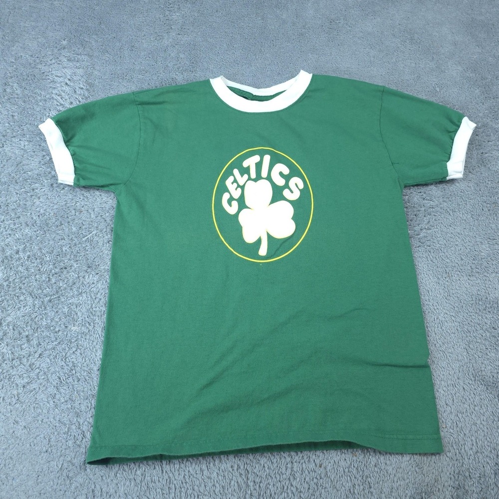 Vintage Boston Celtics Shirt Mens Large Green NBA Basketball Majestic Ringer